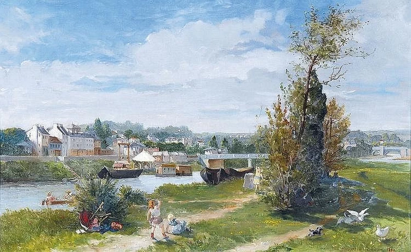 Bambini che giocano vicino alla Senna a Bougival (1880)